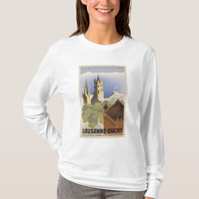 Lausanne Ouchy Switzerland Vintage Europe T-Shirt (Front)