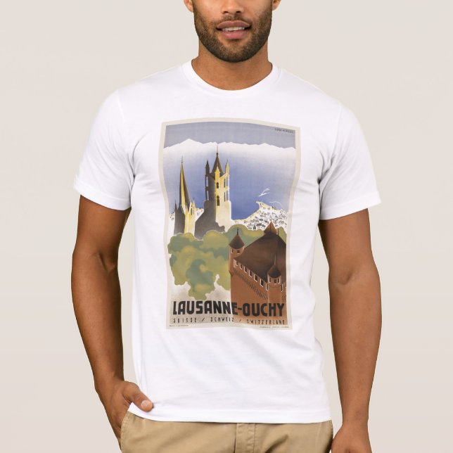 Lausanne Ouchy Switzerland Vintage Europe T-Shirt (Front)