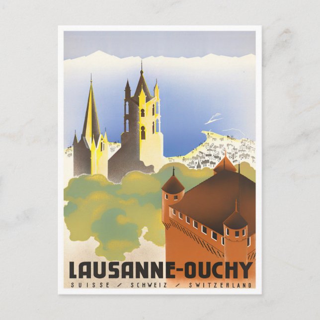Lausanne Ouchy Switzerland vintage travel Postcard (Front)