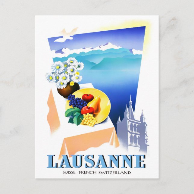 Lausanne Switzerland vintage travel Postcard (Front)