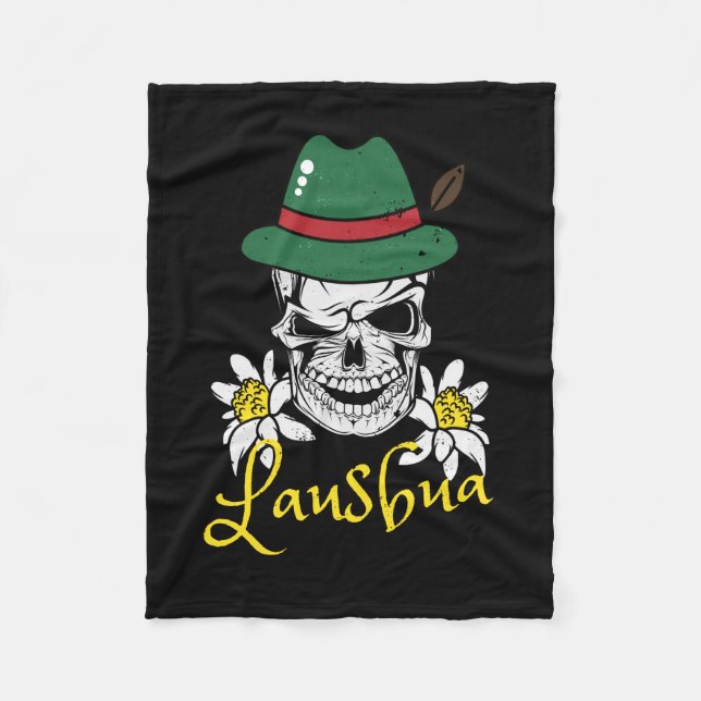Lausbua Bavaria Skull Bavarian Costumes Fleece Blanket (Front)