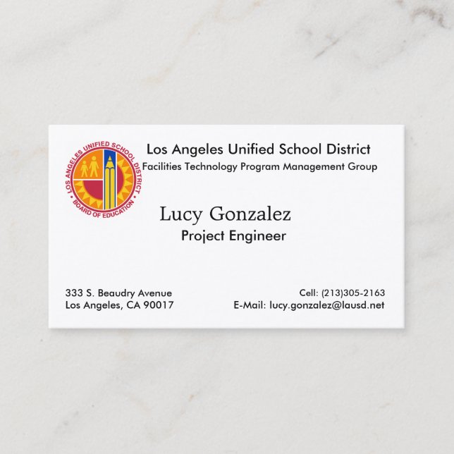 LAUSD Business Card (Front)