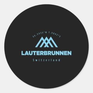 Lauterbrunnen Mountain Holiday Skiing Switzerland Classic Round Sticker