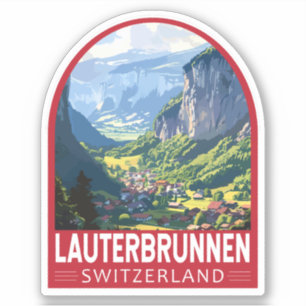 Lauterbrunnen Switzerland Travel Art Vintage