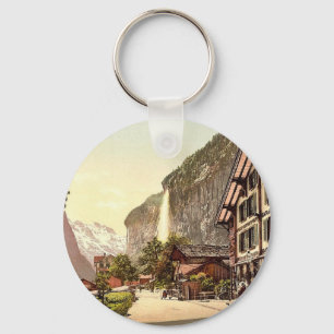 Lauterbrunnen Valley, street view with Staubbach W Key Ring