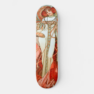 L'Automne by Alphonse Mucha Skateboard
