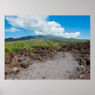 lava and mountain landscape along hoapili trail poster