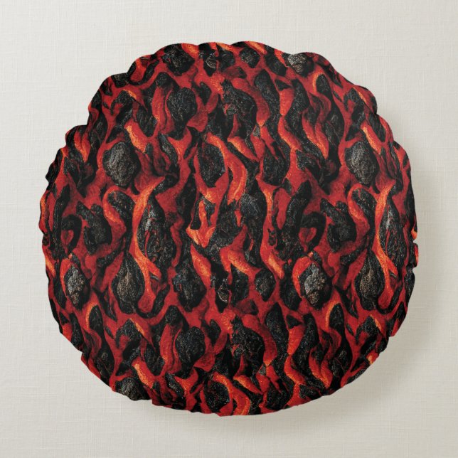 Lava And Volcanic Rocks | Volcano Magma pattern Round Cushion (Front)
