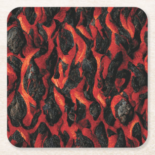 Lava And Volcanic Rocks   Volcano Magma pattern Square Paper Coaster