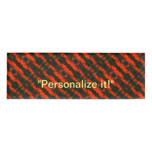 Lava, fire, red, blue and black mirrored design name tag