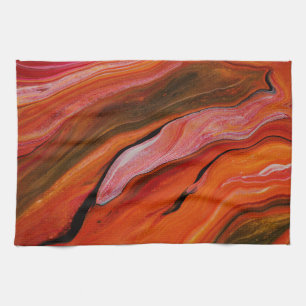 Lava flow in different shades of red tea towel