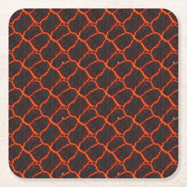 Lava Flow Seamless Pattern Square Paper Coaster (Front)