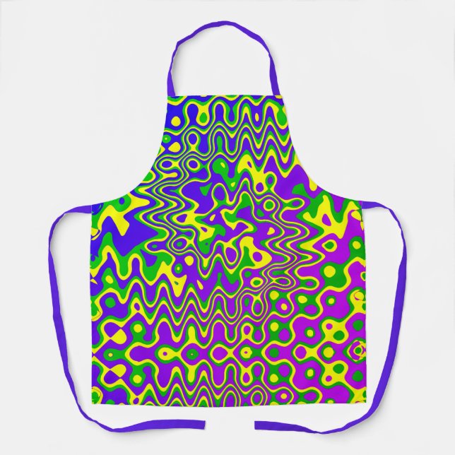 [Lava Lamp] Op-Art Swirls & Dots Purple Blue Green Apron (Front)
