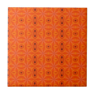 Lava orange fire geometric mosaic pattern modern  tile