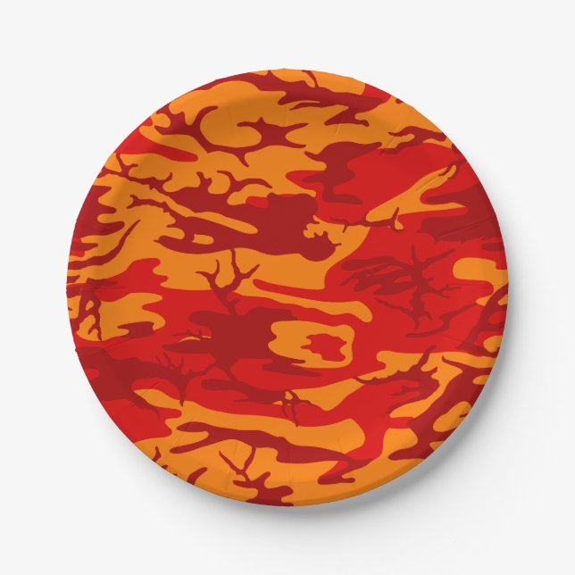 Lava Red Camo Paper Plate (Front)