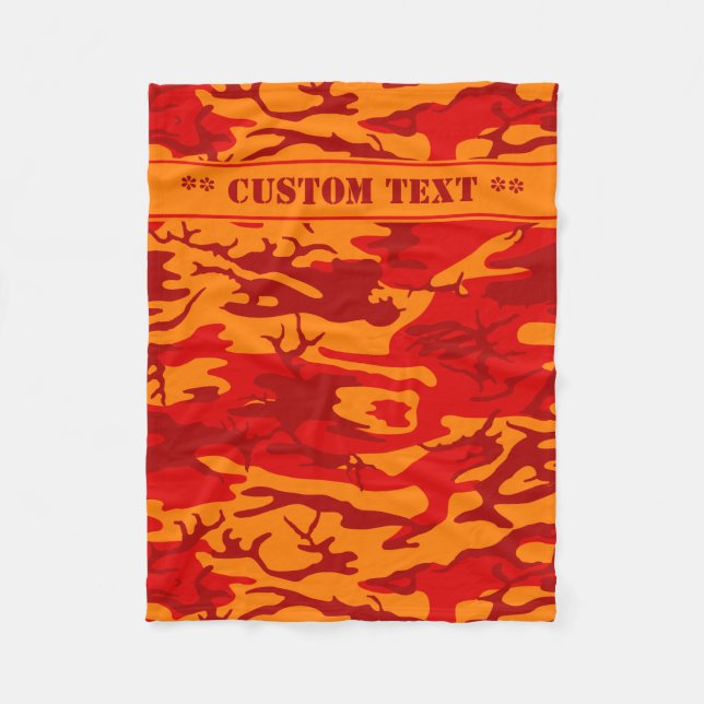 Lava Red Camo w/ Custom Text Fleece Blanket (Front)