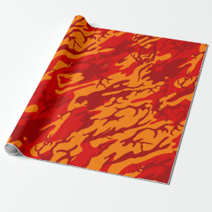 Lava Red Camo Wrapping Paper