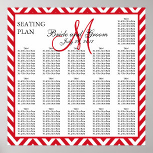 Lava Red Chevron Zig Zag Wedding Seating Chart