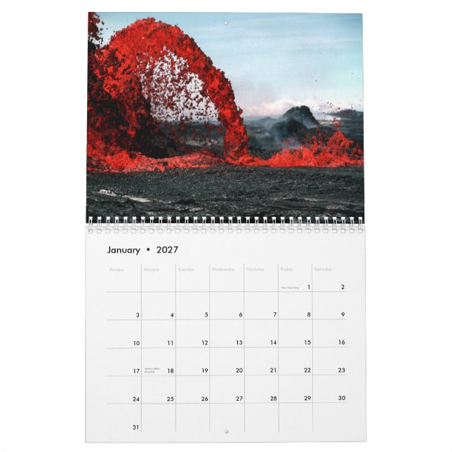Lava Volcano Wall Calendar (Jan 2027)