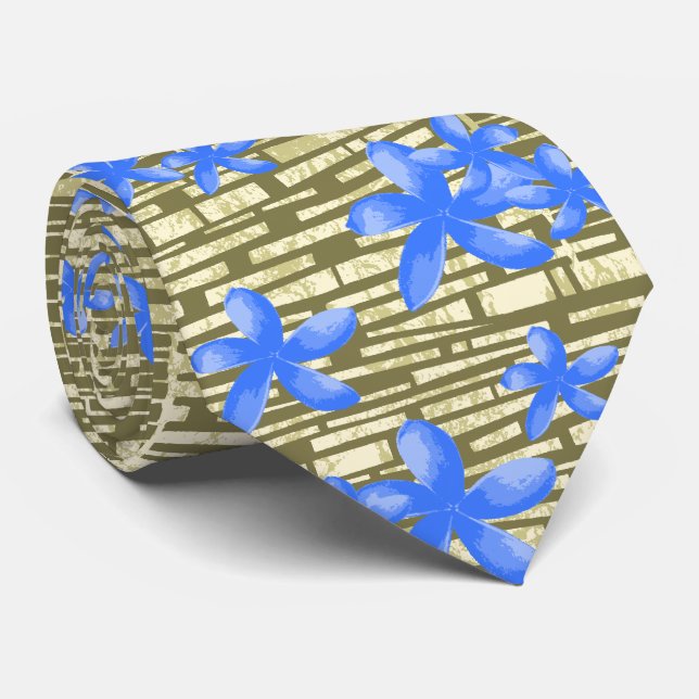 Lava Wall Hawaiian Plumeria Two-sided Printed Tie (Rolled)