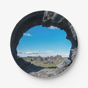 Lava window at Dimmuborgir, Myvatn area - Iceland Paper Plate
