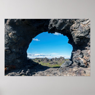 Lava window at Dimmuborgir, Myvatn area - Iceland Poster