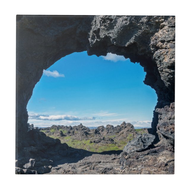 Lava window at Dimmuborgir, Myvatn area - Iceland Tile (Front)