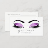 Lavanda Glitter Makeup Beauty Lashes Extension Appointment Card (Front/Back)