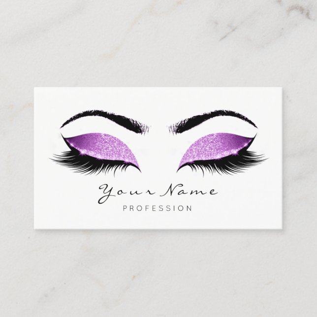 Lavanda Glitter Makeup Beauty Lashes Extension Appointment Card (Front)