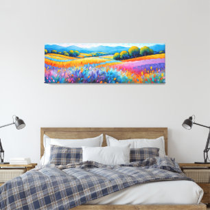 "Lavande Serenité". Wide Landscape Provence Canvas Print