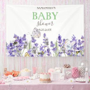 Lavander Butterflies Botanical Baby Shower Banner