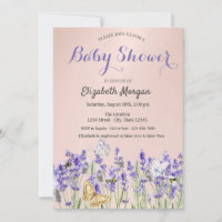 Lavander Butterflies Botanical Pink Baby Shower