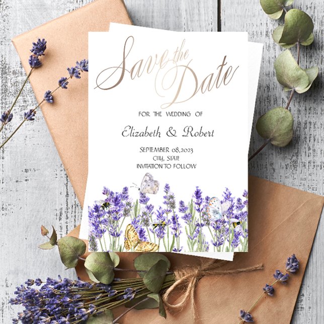 Lavander Butterflies Botanical Save The Date (Creator Uploaded)