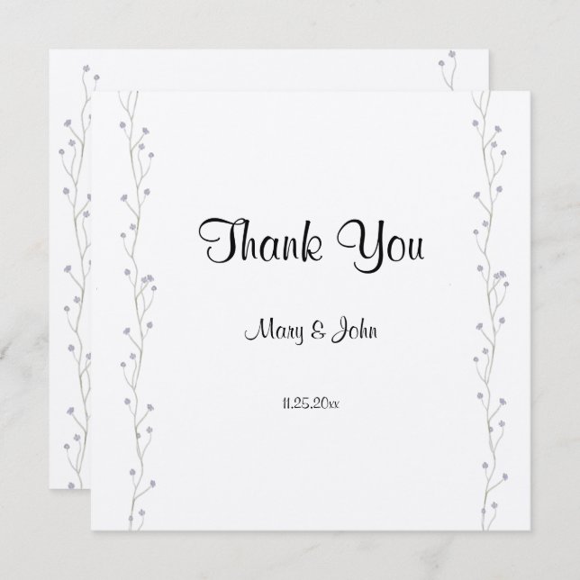 Lavander Floral Script Love Heart Wedding (Front/Back)