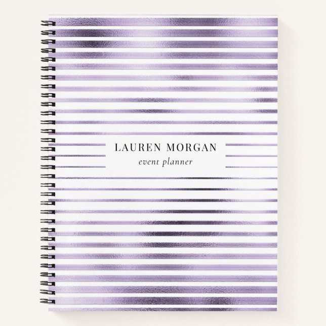 lavander metallic stripes monogram Notebook (Front)