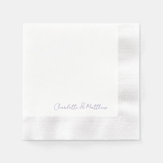 Lavander Personalised Script Names Wedding Napkins