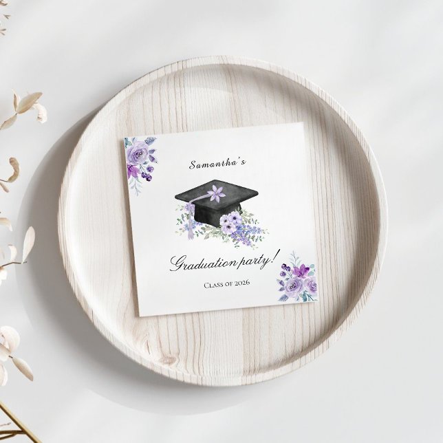  Lavander Purple Floral Graduation  Napkin (Creator Uploaded)
