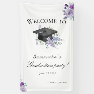 Lavander Purple Floral Graduation welcome banner