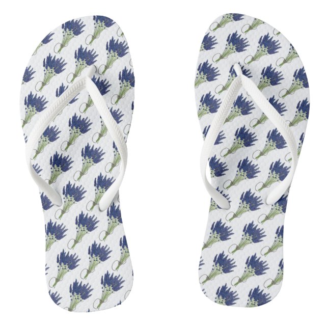 Lavandula Lavender Bouquet Floral Print Purple Jandals (Footbed)