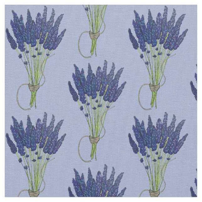 Lavandula Lavender Bunch Herb Purple Flower Garden Fabric (Close Up)