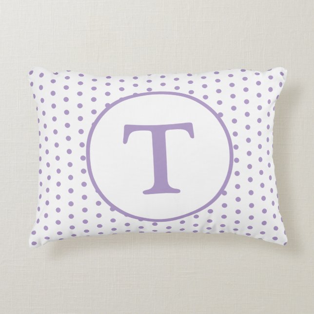 Laven & White Polka-Dot Personalised Accent Pillow (Front)