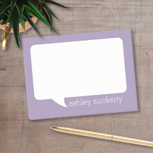 Lavendar and White Talk Bubble Personalised Name Post-it Notes