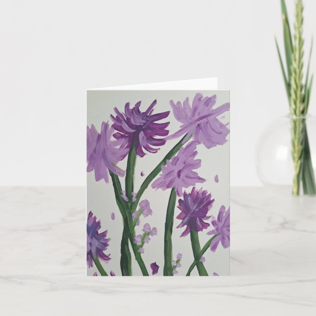 Lavendar Bell Flowers Note Card (Front)