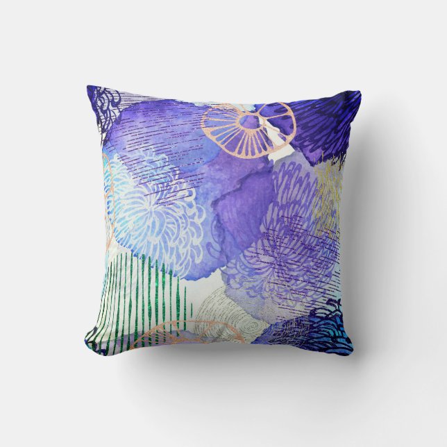 Lavendar & Blue Abstract Pillow (Front)