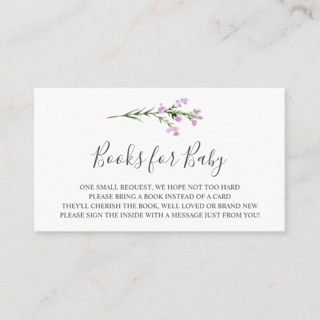 Lavendar Branch Books for Baby Insert Card (Front)
