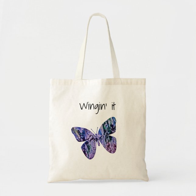 Lavendar Butterfly Wingin it Tote Bag (Front)