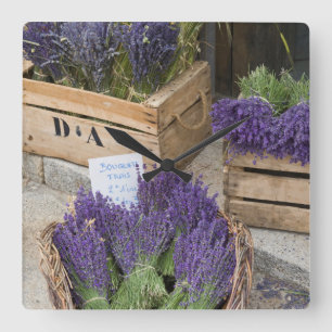 Lavendar for sale, Provence, France Square Wall Clock