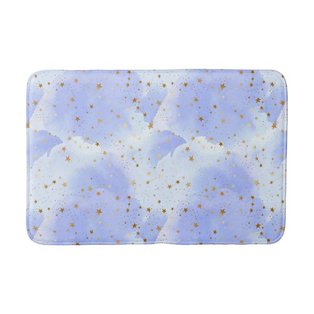 Lavendar Golden Star Pattern Bath Mat (Front)