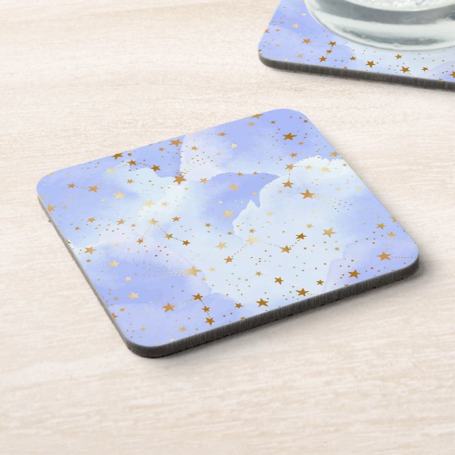 Lavendar Golden Star Pattern Coaster (Left Side)