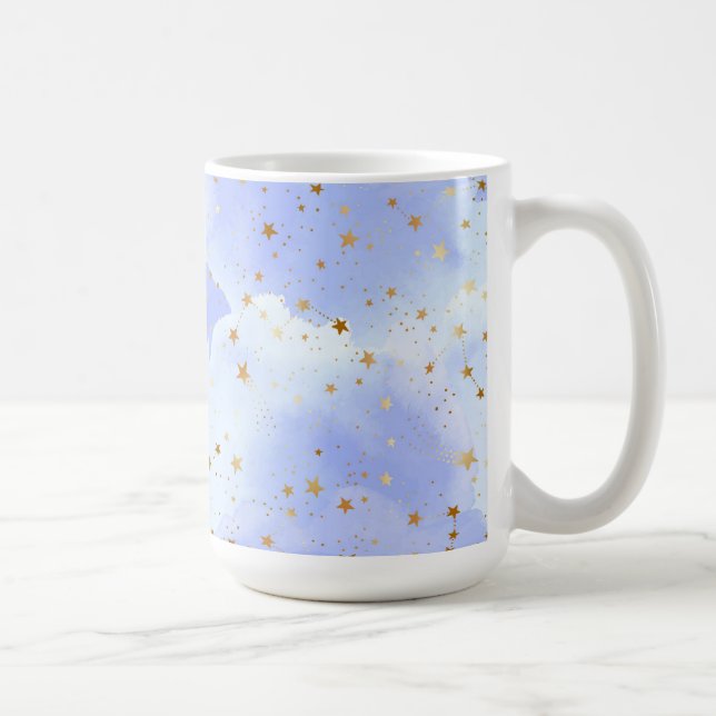 Lavendar Golden Star Pattern Coffee Mug (Right)
